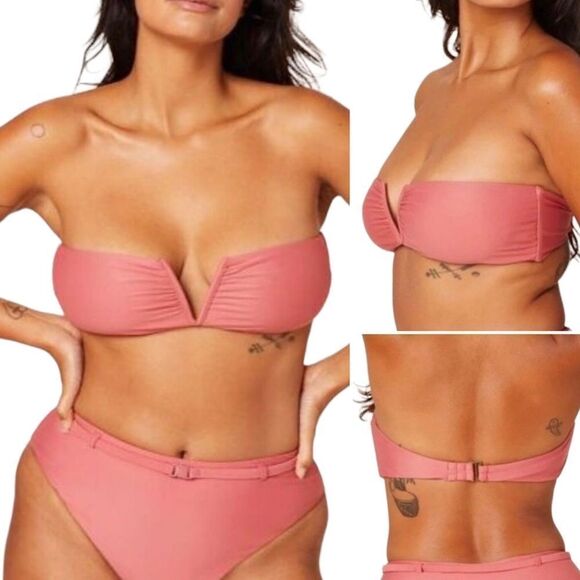 Andie Punch Pink Strapless Scala Bandeau Bikini Top Sz M NWT - Picture 13 of 13